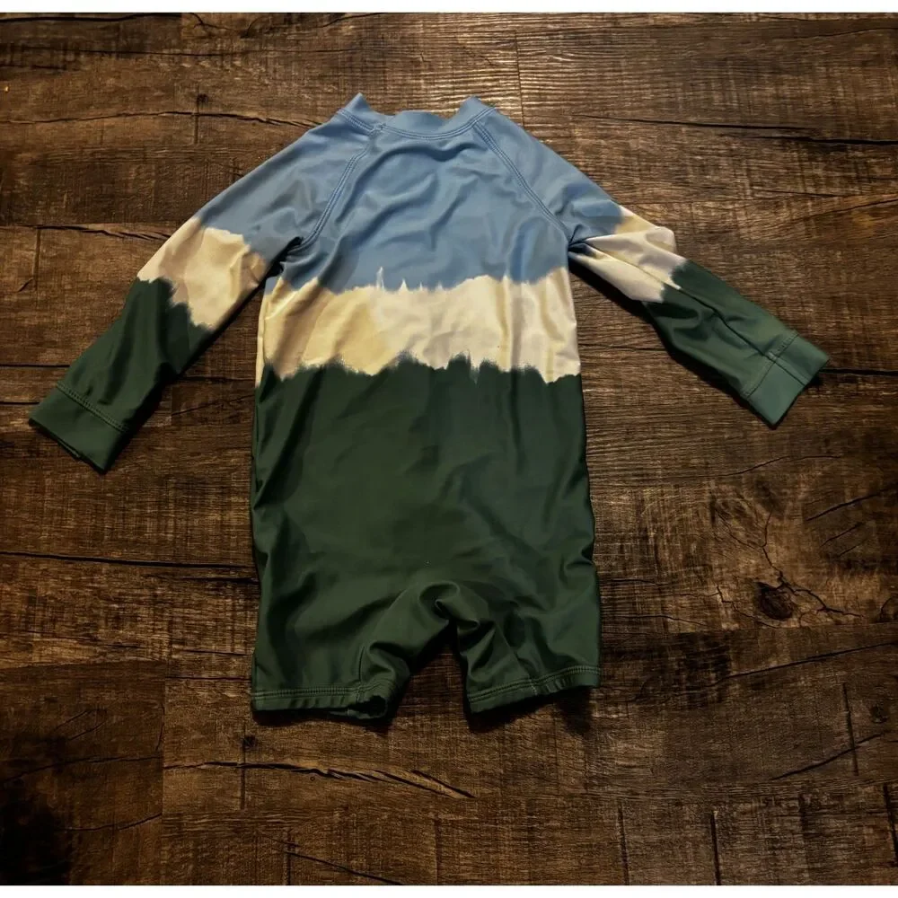 Boys One‎ Piece Rash Guard Swimsuit 18-24 Months Zip Long Sleeve